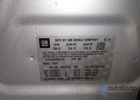 2019 Buick Encore Fwd Preferred z USA, uszkodzony, nr VIN KL4CJASB9KB921942